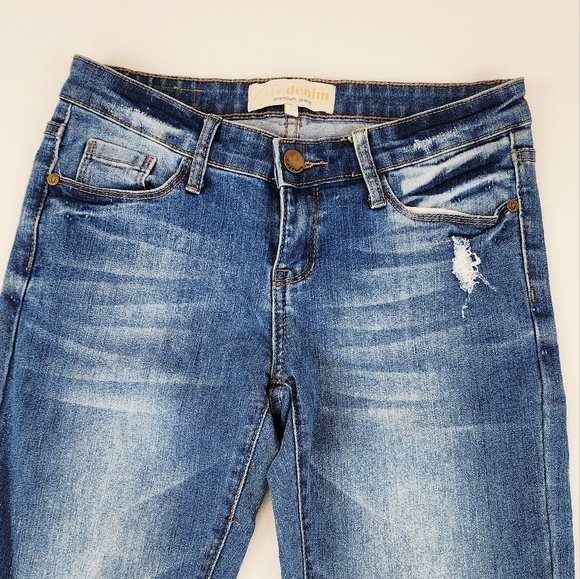 Cafe Denim Premium Distressed Ankle Skinny Jeans Pants - Picture 4 of 9